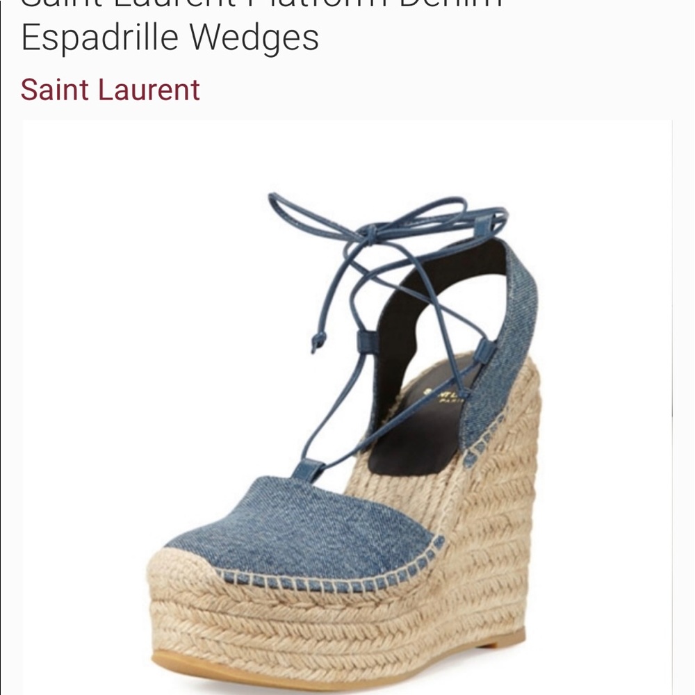 💯Authentic Saint Laurent bl denim wfg espadrille